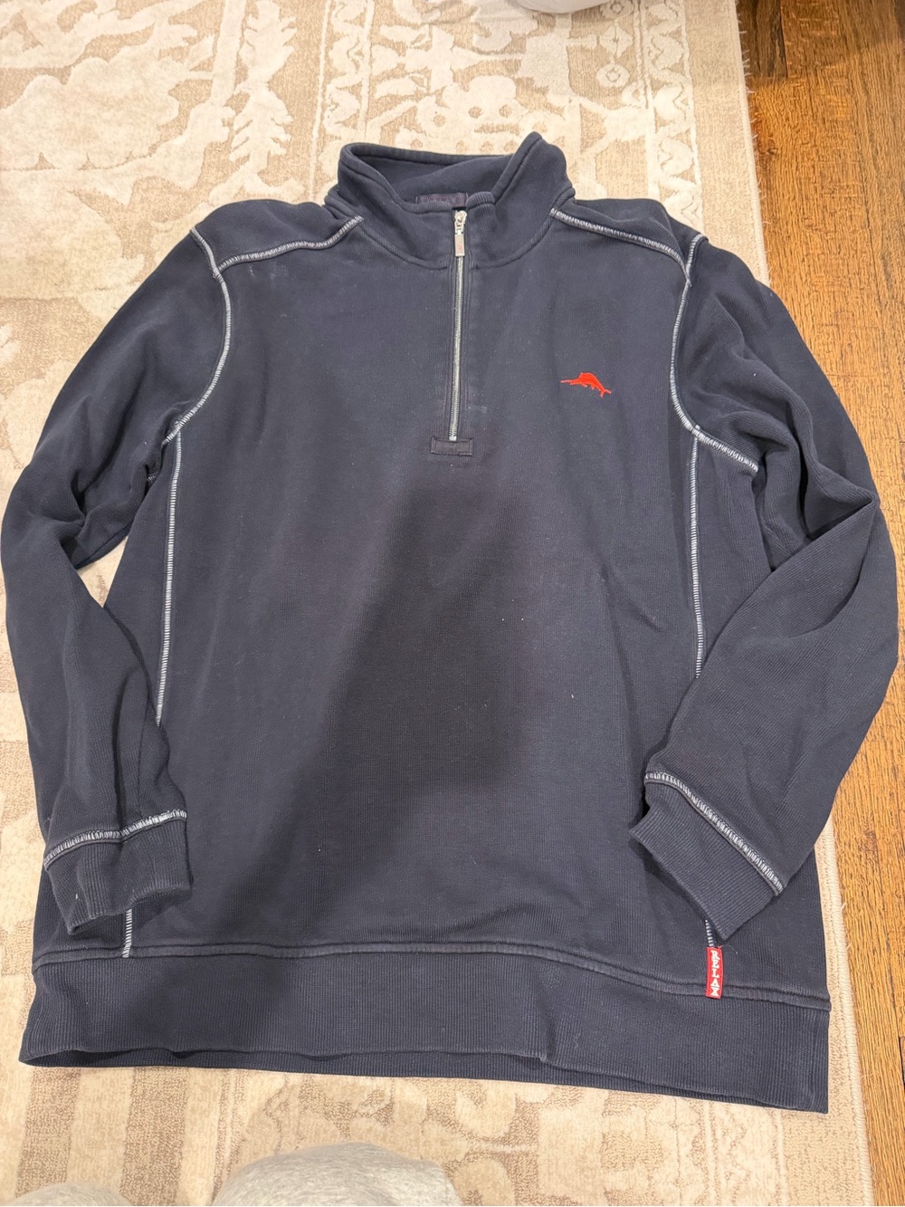 Tommy Bahamas Men's Navy Quarter-Zip Pullover Sweater
